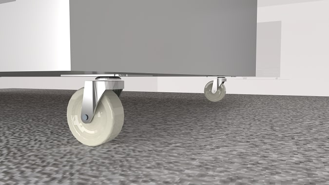 Chân bánh xe di chuyển vị trí linh hoạt, được thiết kế phanh hãm cố định tủ